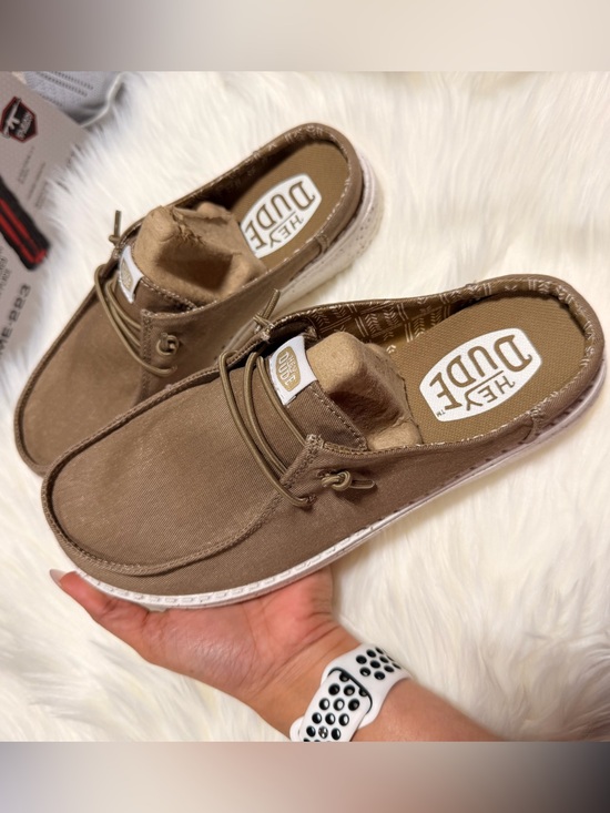 Hey Dude Shoes - Hey Dude Tan Canvas Slip-On Mules